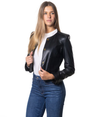 ELISABETTA FRANCHI GIUBBINO PELLE CBGD52Z56E2 NER-3